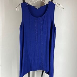 Adrianna Papell Cobalt Blue Scoop Neck Tank with Front Stitch Detail